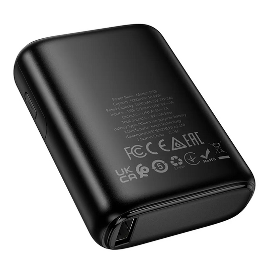 Ulkoinen akku HOCO J158, 5000mAh, 10W, 1 x USB-A, Musta