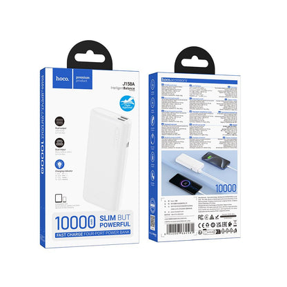 Ulkoinen akku HOCO J158A, 10000mAh, 10W, 2 x USB-A, Valkoinen