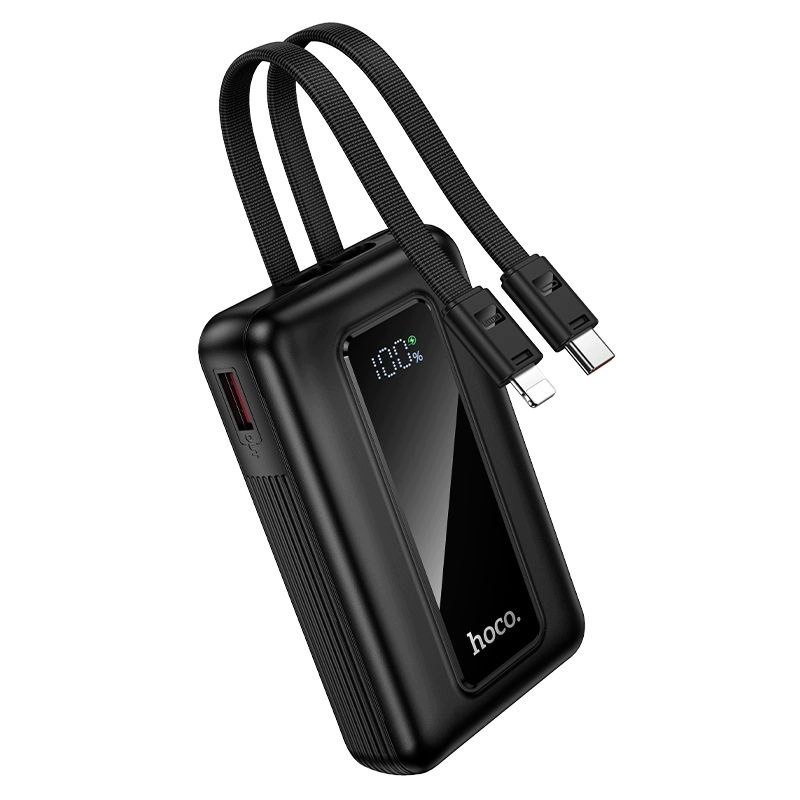 HOCO J162 Ulkoinen akku, 10000mAh, 22,5W, QC + PD, 1 x Lightning - 1 x USB-A - 2 x USB-C, Musta