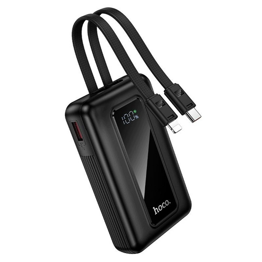HOCO J162 Ulkoinen akku, 10000mAh, 22,5W, QC + PD, 1 x Lightning - 1 x USB-A - 2 x USB-C, Musta