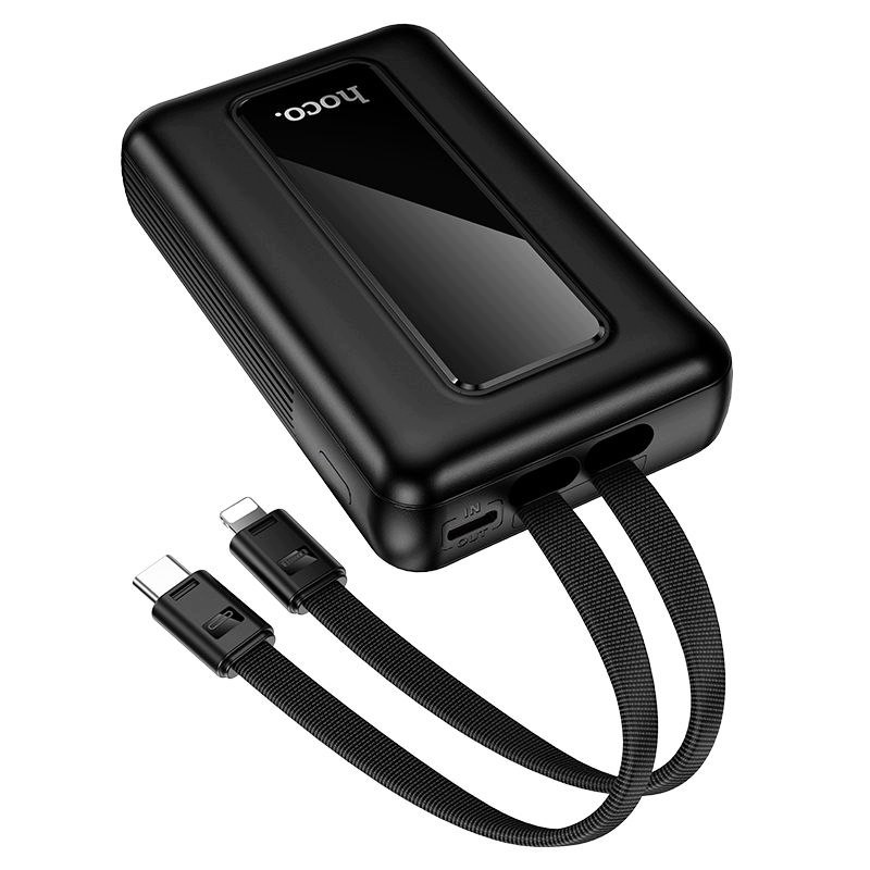HOCO J162 Ulkoinen akku, 10000mAh, 22,5W, QC + PD, 1 x Lightning - 1 x USB-A - 2 x USB-C, Musta