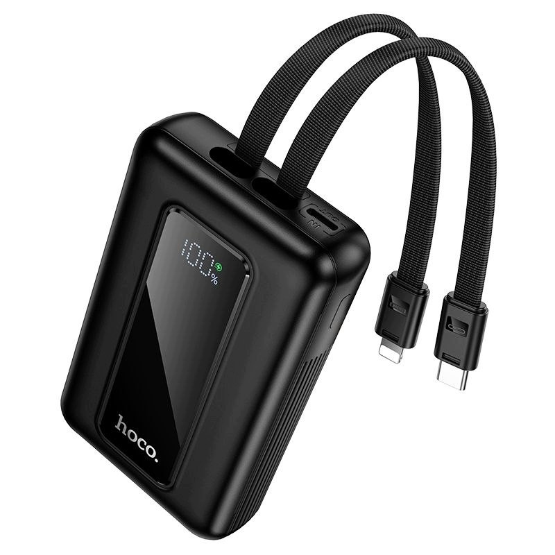 HOCO J162 Ulkoinen akku, 10000mAh, 22,5W, QC + PD, 1 x Lightning - 1 x USB-A - 2 x USB-C, Musta