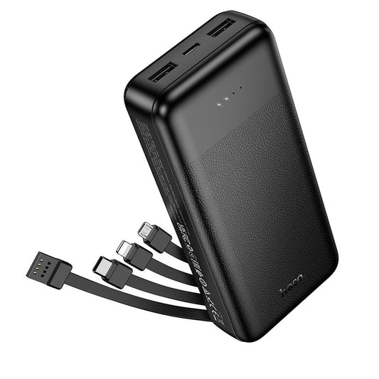 HOCO J163A -varavirtalähde, 20 000 mAh, 10 W, 1 x Lightning – 1 x microUSB – 1 x USB-C – 2 x USB-A, musta