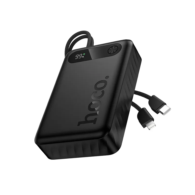 HOCO J171A Ulkoinen Akku, 20000mAh, 22,5W, QC + PD, 1 x Lightning - 1 x USB-A - 2 x USB-C, Musta