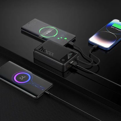 HOCO J171A Ulkoinen Akku, 20000mAh, 22,5W, QC + PD, 1 x Lightning - 1 x USB-A - 2 x USB-C, Musta