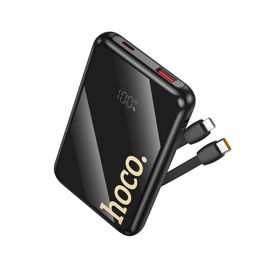 HOCO Q37 Ulkoinen akku, 10000mAh, 22,5W, QC + PD, 1 x Lightning - 1 x USB-A - 2 x USB-C, Musta