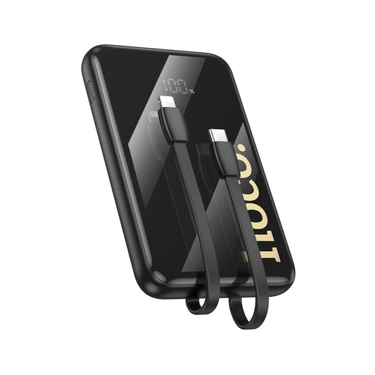 HOCO Q37 Ulkoinen akku, 10000mAh, 22,5W, QC + PD, 1 x Lightning - 1 x USB-A - 2 x USB-C, Musta