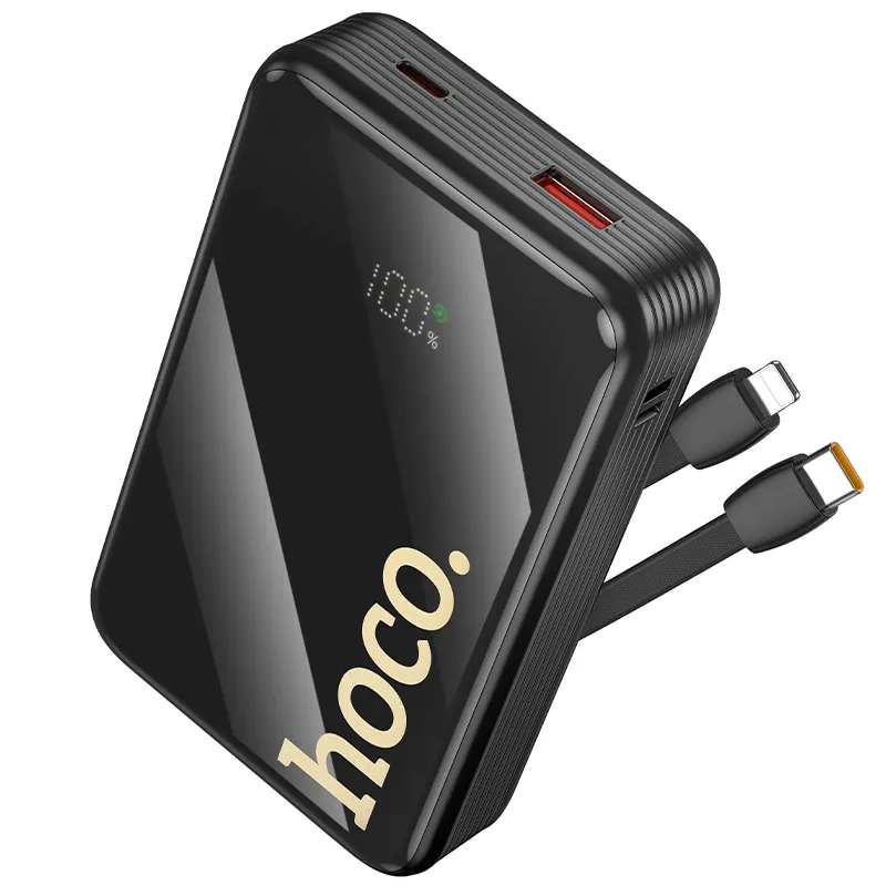 HOCO Q37A Ulkoinen akku, 20000mAh, 22,5W, QC + PD, 1 x Lightning - 1 x USB-A - 2 x USB-C, Musta