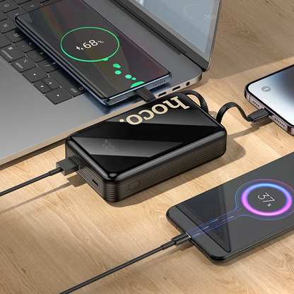 HOCO Q37A Ulkoinen akku, 20000mAh, 22,5W, QC + PD, 1 x Lightning - 1 x USB-A - 2 x USB-C, Musta