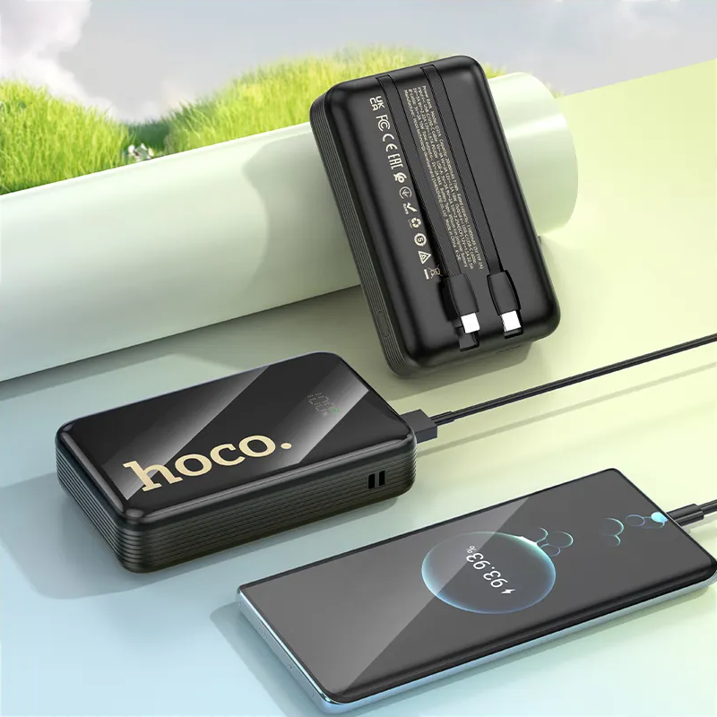 HOCO Q37A Ulkoinen akku, 20000mAh, 22,5W, QC + PD, 1 x Lightning - 1 x USB-A - 2 x USB-C, Musta