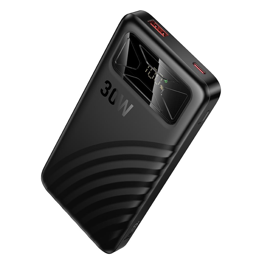 HOCO Q42 -varavirtalähde, 10000 mAh, 30 W, QC + PD, 1 x USB-A - 1 x USB-C, musta