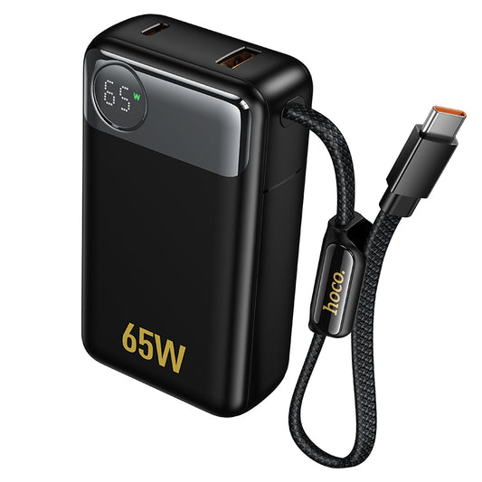 Ulkoinen akku HOCO Q53, 12000mAh, 65W, QC + PD, 1 x USB-A - 2 x USB-C, Musta