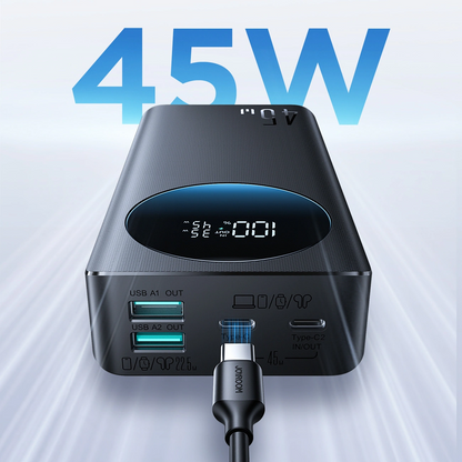 Joyroom JR-PBF02 Pro ulkoinen akku, 20000mAh, 45W, QC + PD, 2 x USB-A - 2 x USB-C, Musta
