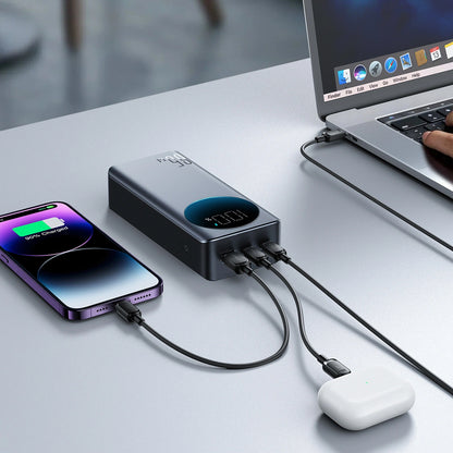 Joyroom JR-PBF05 Pro ulkoinen akku, 30000mAh, 65W, QC + PD, 1 x USB-A - 2 x USB-C, Musta