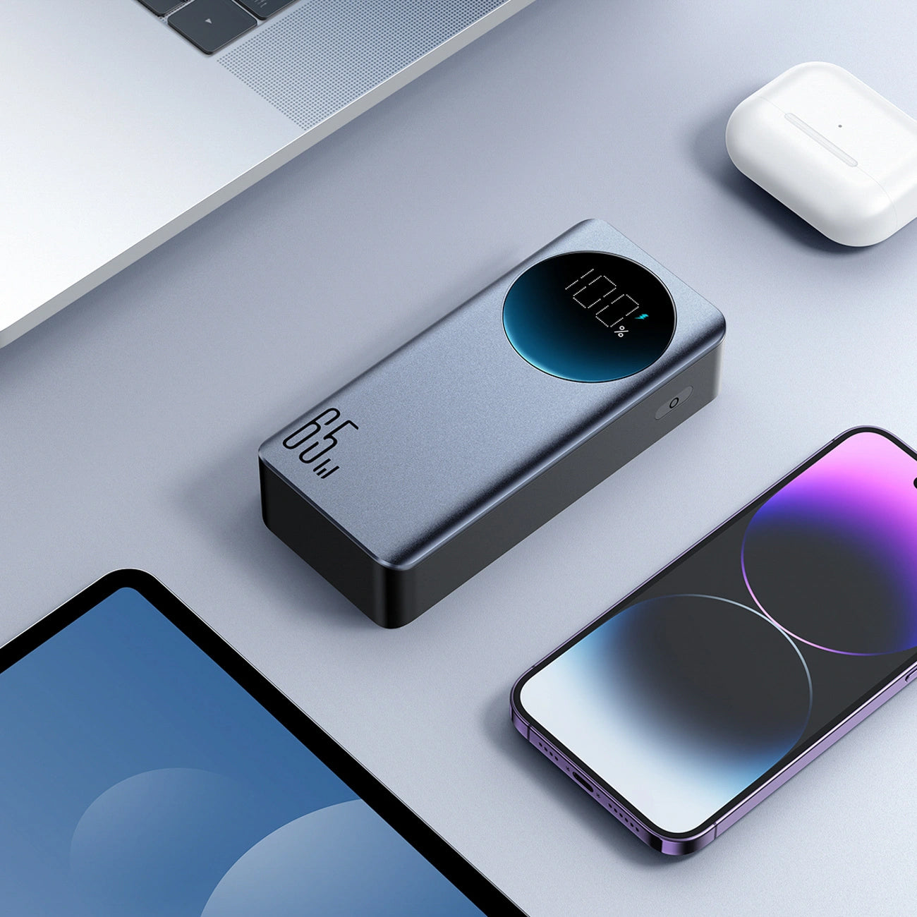 Joyroom JR-PBF05 Pro ulkoinen akku, 30000mAh, 65W, QC + PD, 1 x USB-A - 2 x USB-C, Musta