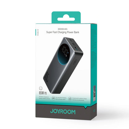 Joyroom JR-PBF05 Pro ulkoinen akku, 30000mAh, 65W, QC + PD, 1 x USB-A - 2 x USB-C, Musta