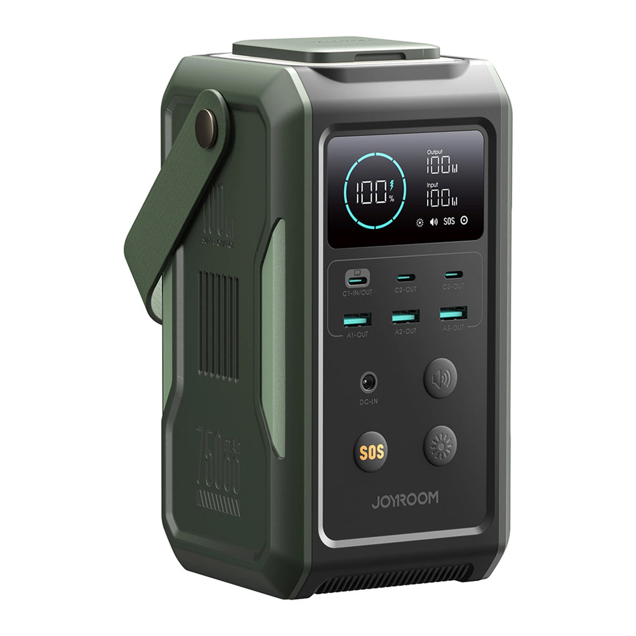Joyroom JR-PBF10 ulkoinen akku, 75000mAh, 100W, QC + PD, 3 x USB-A - 3 x USB-C, Vihreä