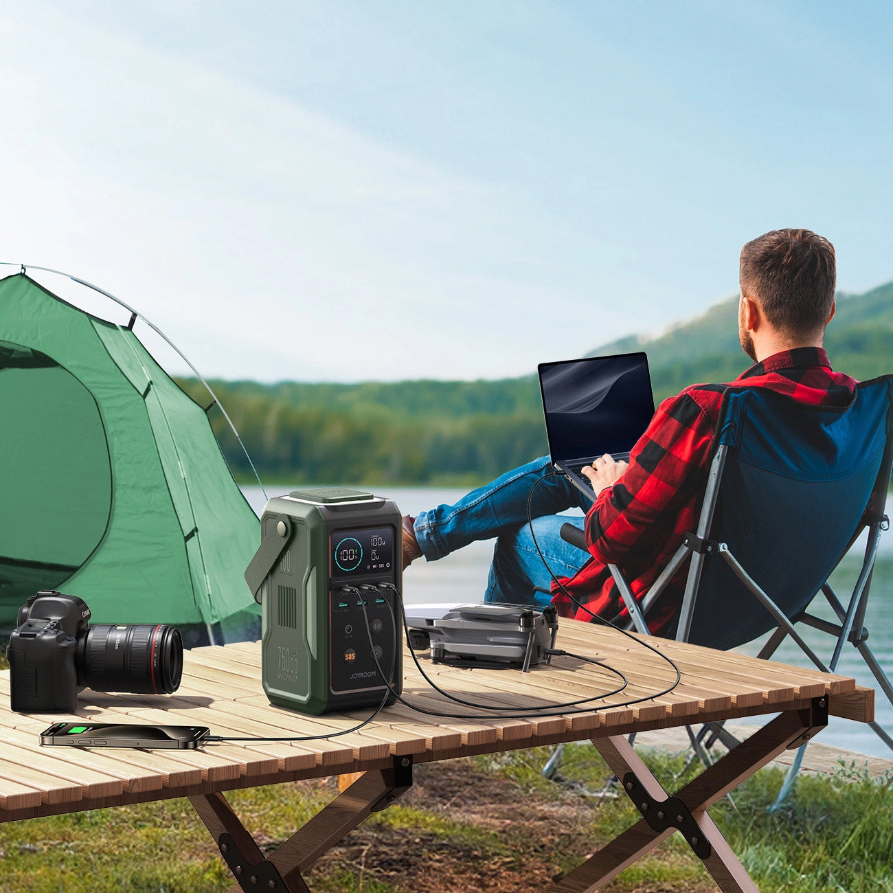 Joyroom JR-PBF10 ulkoinen akku, 75000mAh, 100W, QC + PD, 3 x USB-A - 3 x USB-C, Vihreä