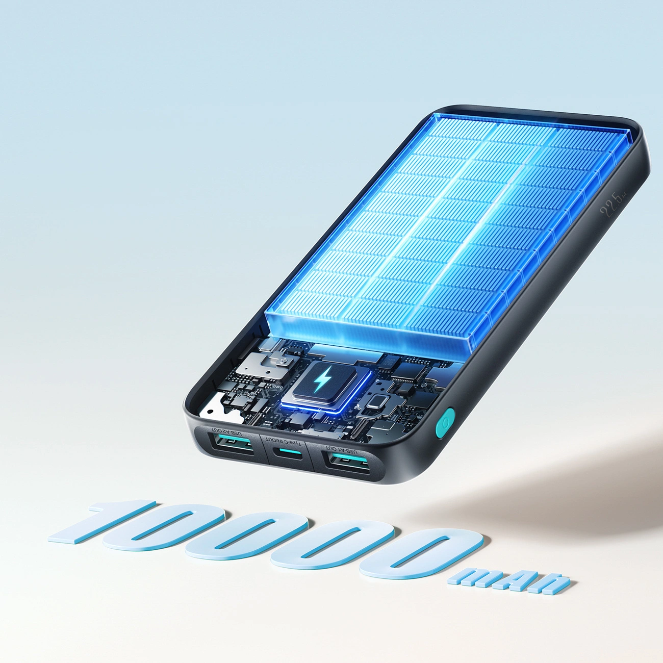 Joyroom JR-PBF12 Pro ulkoinen akku, 10000mAh, 22,5W, QC + PD, 1 x USB-C - 2 x USB-A, Musta