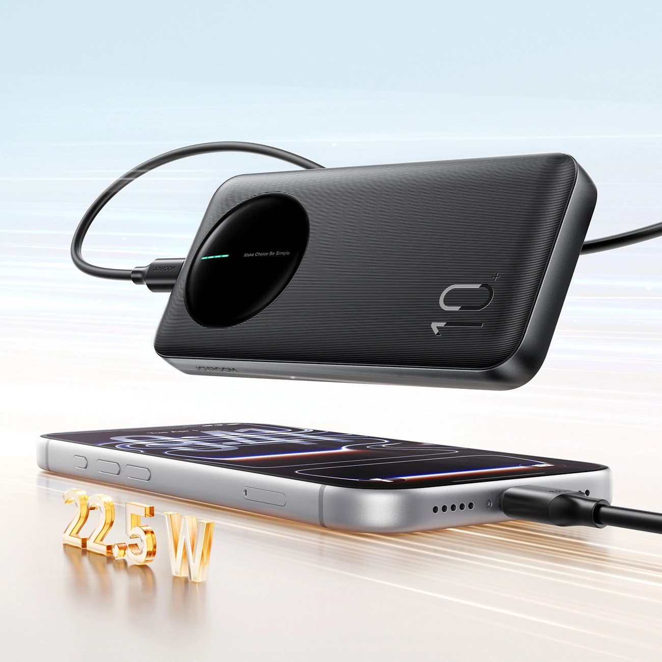 Joyroom JR-PBF12 Pro ulkoinen akku, 10000mAh, 22,5W, QC + PD, 1 x USB-C - 2 x USB-A, Musta