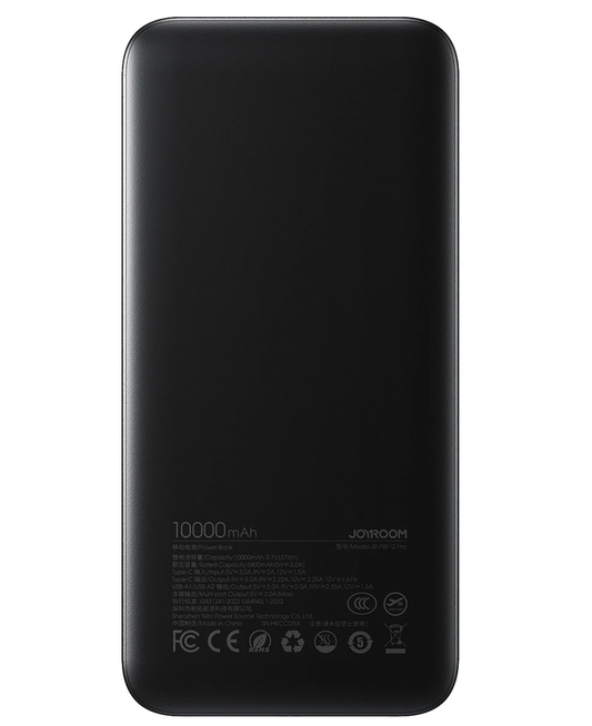 Joyroom JR-PBF12 Pro ulkoinen akku, 10000mAh, 22,5W, QC + PD, 1 x USB-C - 2 x USB-A, Musta