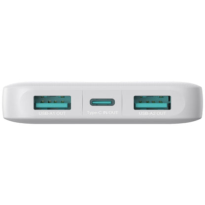 Ulkoinen akku Joyroom JR-PBF12, 10000mAh, 12W, 1 x USB-C - 2 x USB-A, Valkoinen