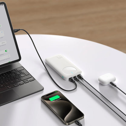 Ulkoinen akku Joyroom JR-PBF12, 10000mAh, 12W, 1 x USB-C - 2 x USB-A, Valkoinen