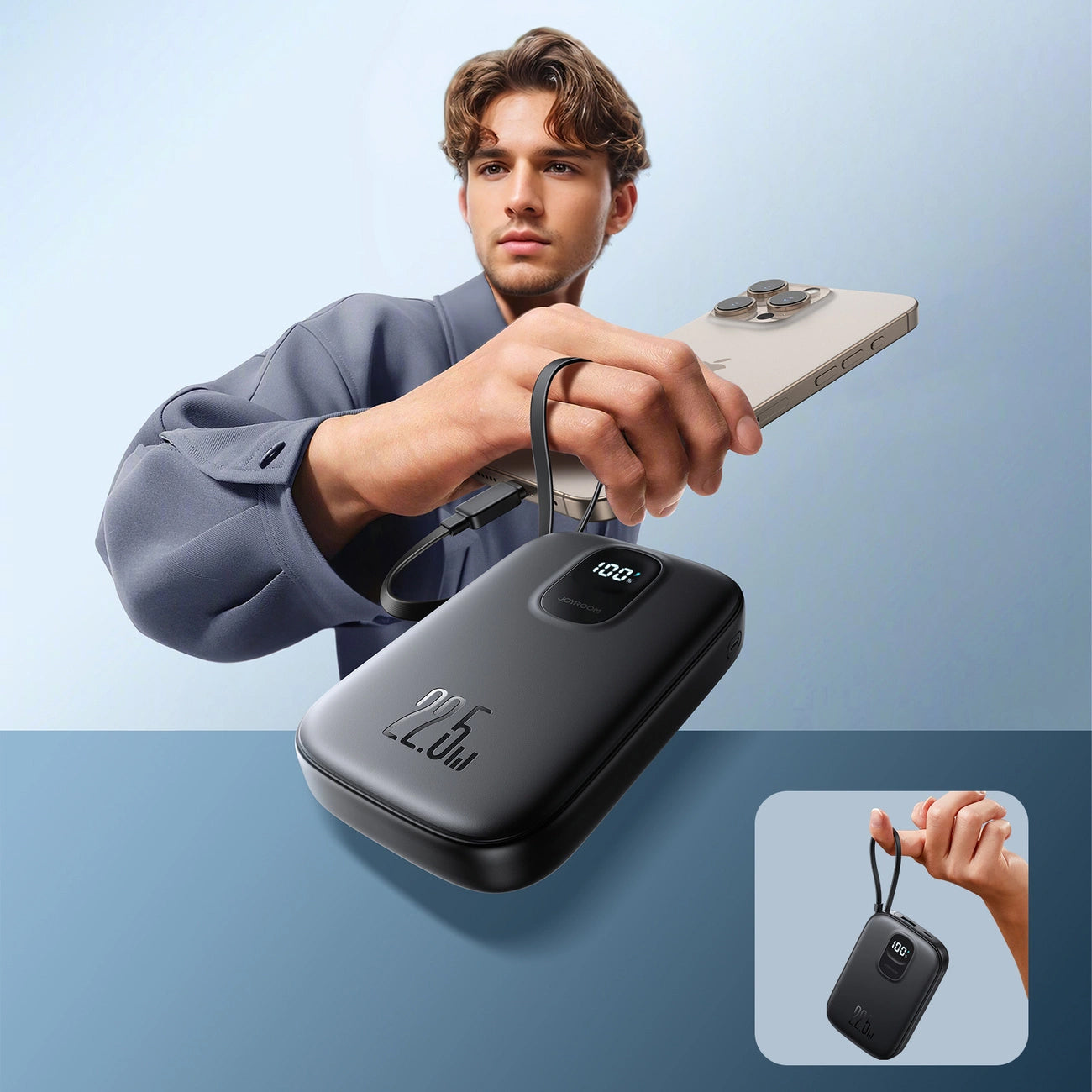Ulkoinen akku Joyroom JR-PBF17, 10000mAh, 22.5W, QC + PD, 1 x USB-A - 2 x USB-C, Musta
