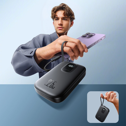 Ulkoinen akku Joyroom JR-PBF18, 10000mAh, 22.5W, QC + PD, 1 x Lightning - 1 x USB-A - 1 x USB-C, Musta