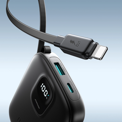 Ulkoinen akku Joyroom JR-PBF18, 10000mAh, 22.5W, QC + PD, 1 x Lightning - 1 x USB-A - 1 x USB-C, Musta