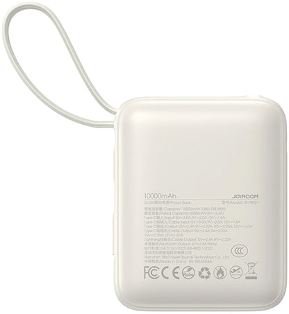 Ulkoinen akku Joyroom JR-PBF27, 10000mAh, 22.5W, PD, 1 x Lightning - 2 x USB-C, Valkoinen