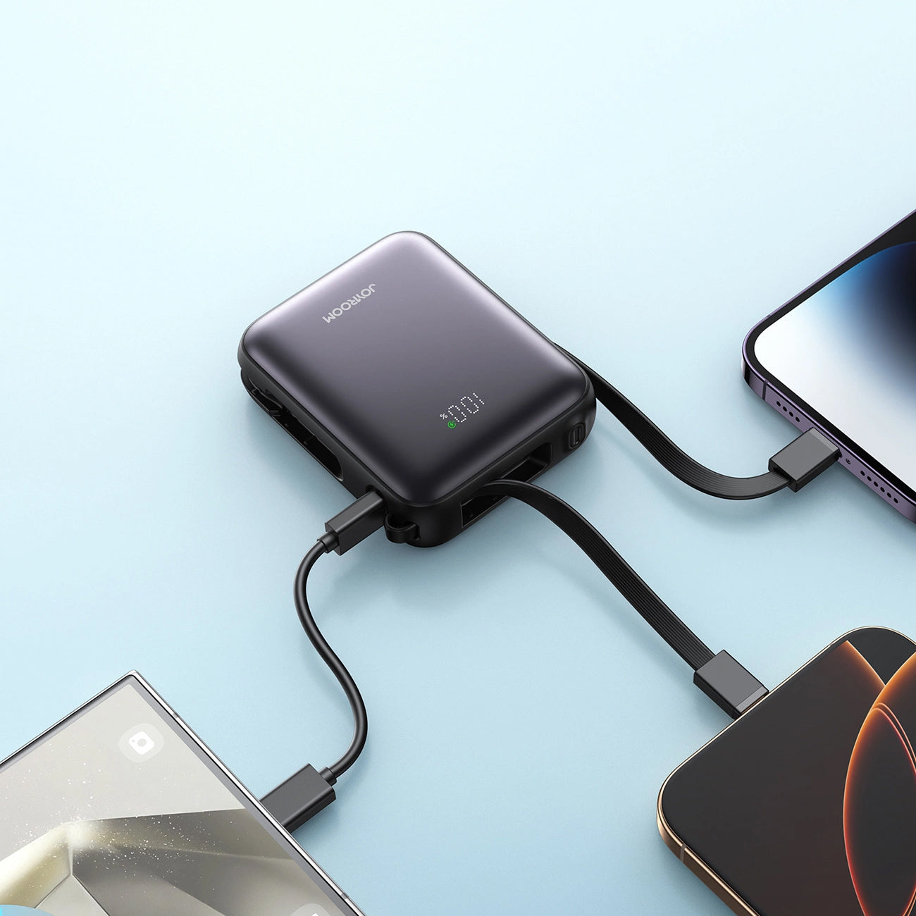 Ulkoinen akku Joyroom JR-PBF27, 10000mAh, 22.5W, QC + PD, 1 x Lightning - 2 x USB-C, Musta