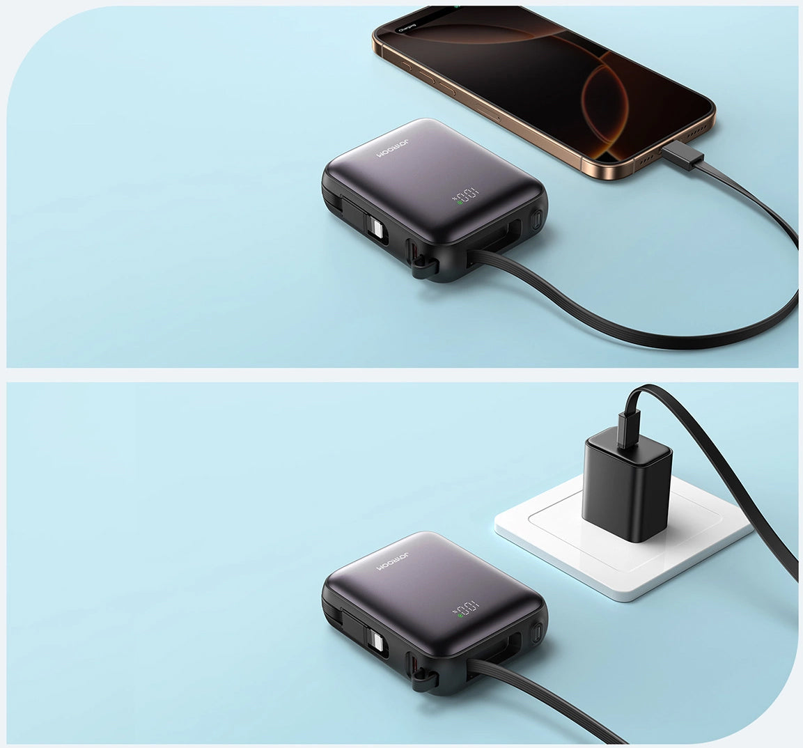 Ulkoinen akku Joyroom JR-PBF27, 10000mAh, 22.5W, QC + PD, 1 x Lightning - 2 x USB-C, Musta