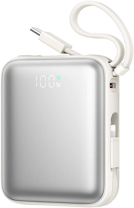 Ulkoinen akku Joyroom JR-PBF27, 10000mAh, 22.5W, PD, 1 x Lightning - 2 x USB-C, Valkoinen