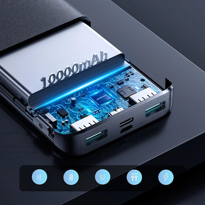 Ulkoinen akku Joyroom JR-QP191, 10000mAh, 22.5W, QC + PD, 1 x USB-C - 2 x USB-A, Musta