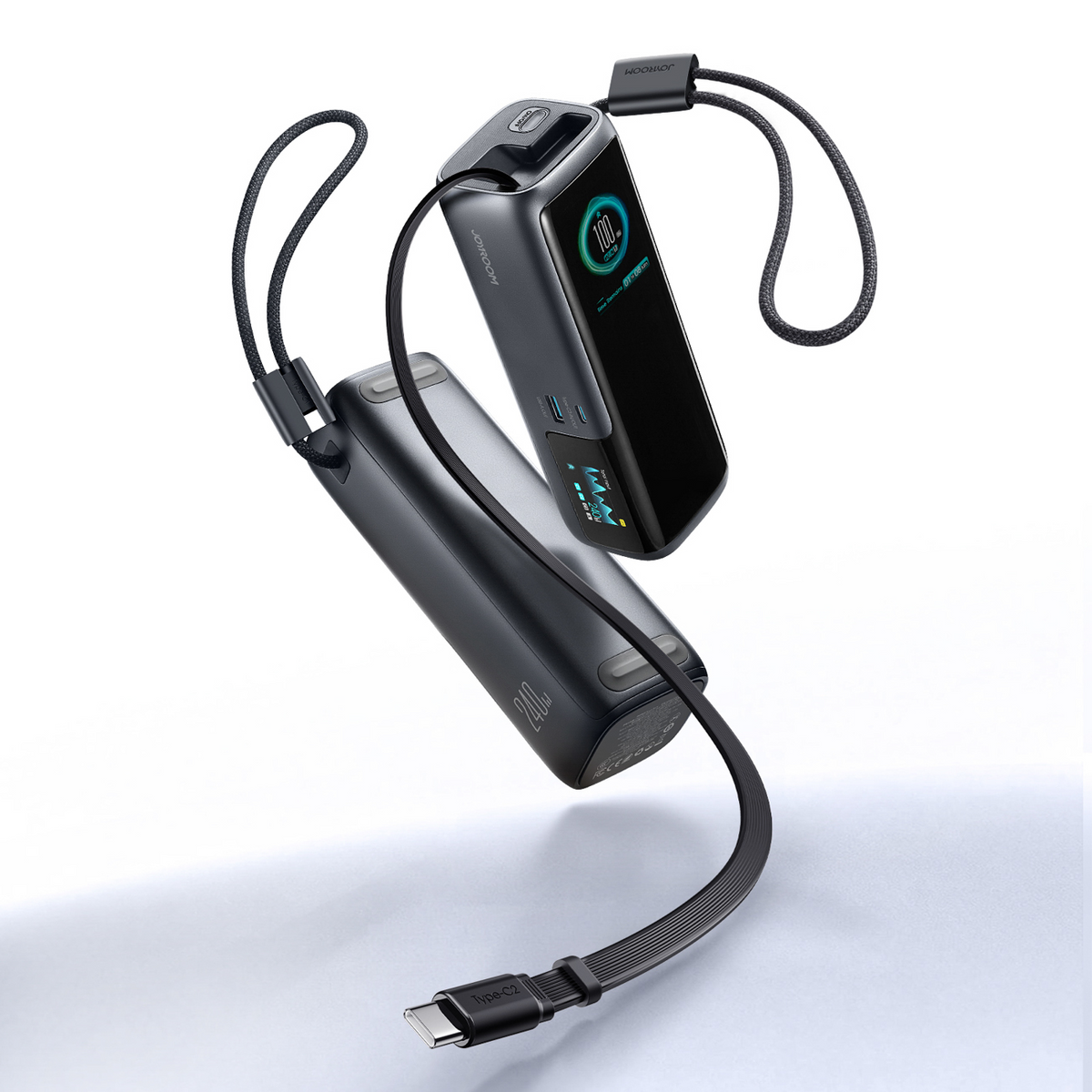 Joyroom PODIX PR70 Power Bank, 25000mAh, 240W, QC + PD, 1 x USB-A - 3 x USB-C, Black