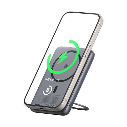 Langaton ulkoinen akku McDodo MC-8361 Meta, 5000mAh, 20W, PD + FQI, 1 x QI - 1 x USB-C, Harmaa