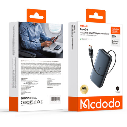 McDodo MC-5920 MetaFree External Battery, 10000mAh, 45W, PD, 2 x USB-C, Gray