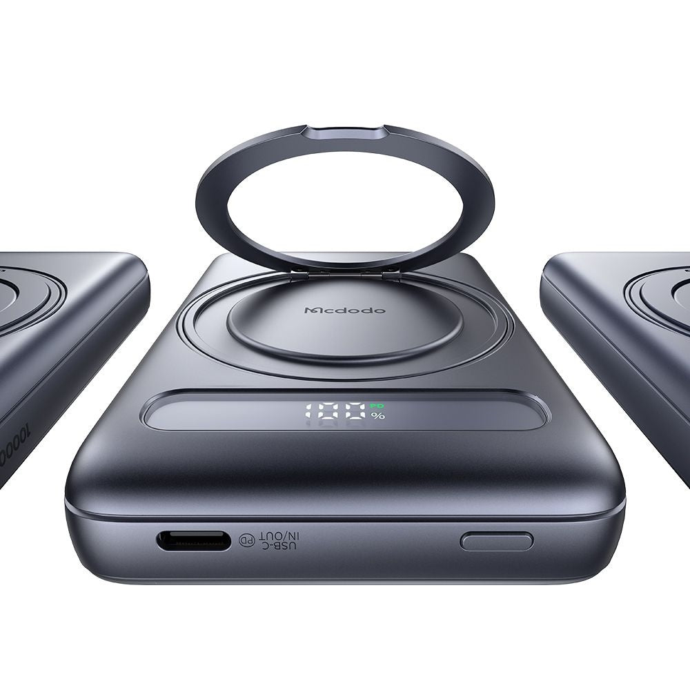 McDodo MC-8371 Meta Wireless External Battery, 10000mAh, 20W, PD + FQI, 1 x QI - 1 x USB-C, Grey