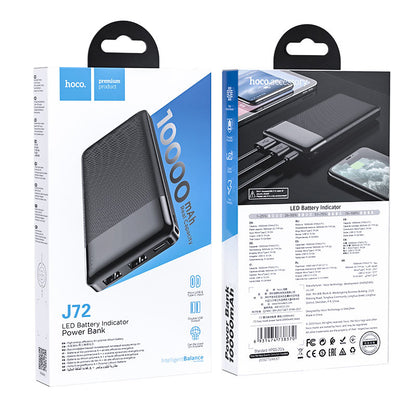 HOCO J72 Ulkoinen Akku, 10000mAh, 10W, 2 x USB-A, Musta