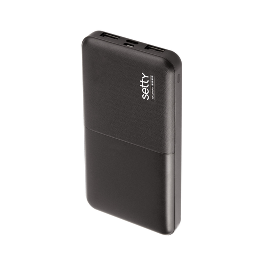 Setty Ulkoinen Akku, 10000mAh, 10W, 2 x USB-A, Musta