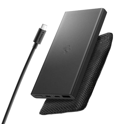 Spigen Essential Ulkoinen Akku, 10000mAh, 22.5W, QC + PD, 1 x USB-A - 2 x USB-C, Musta