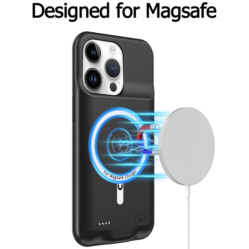 External Battery Case Wireless Techsuit Power Pro Battery for Apple iPhone 15 Pro Max, 8500mAh, Black