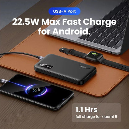UGREEN PB311 Ulkoinen akku, 10000mAh, 22,5W, QC + PD, 1 x USB-C - 2 x USB-A, musta