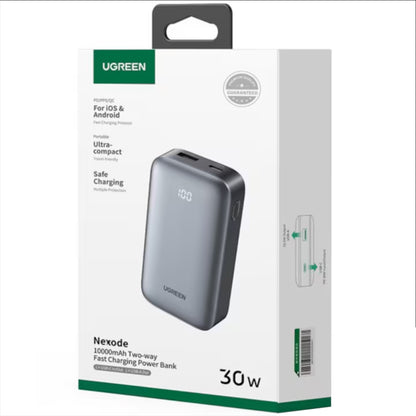 UGREEN PB502 Ulkoinen Akku, 10000mAh, 30W, QC + PD, 1 x USB-A - 1 x USB-C, Harmaa