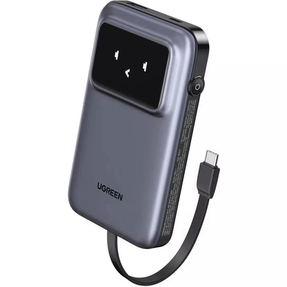 UGREEN PB511 Uno Ulkoinen Akku, 10000mAh, 30W, QC + PD, 1 x USB-A - 2 x USB-C, Harmaa