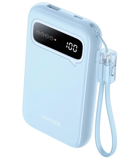 UGREEN PB522 Ulkoinen Akku, 10000mAh, 20W, QC + PD, 1 x USB-A - 1 x USB-C, Sininen