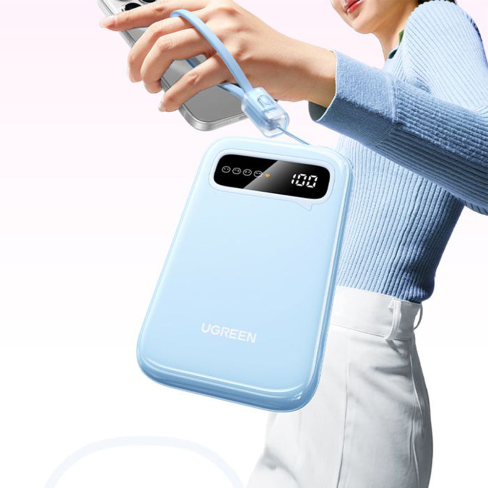 UGREEN PB522 Ulkoinen Akku, 10000mAh, 20W, QC + PD, 1 x USB-A - 1 x USB-C, Sininen