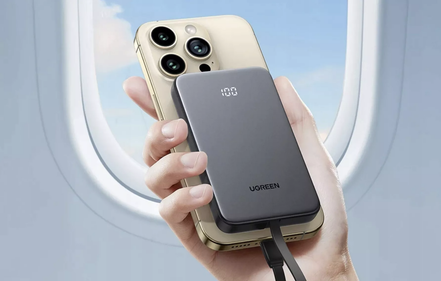 UGREEN PB526 (75161B) ulkoinen akku, 10000mAh, 20W, QC + PD, 1 x USB-A - 2 x USB-C, harmaa
