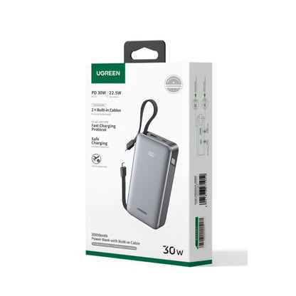 UGREEN PB528 (55985B) Ulkoinen Akku, 20000mAh, 30W, QC + PD, 1 x USB-A - 3 x USB-C, Harmaa